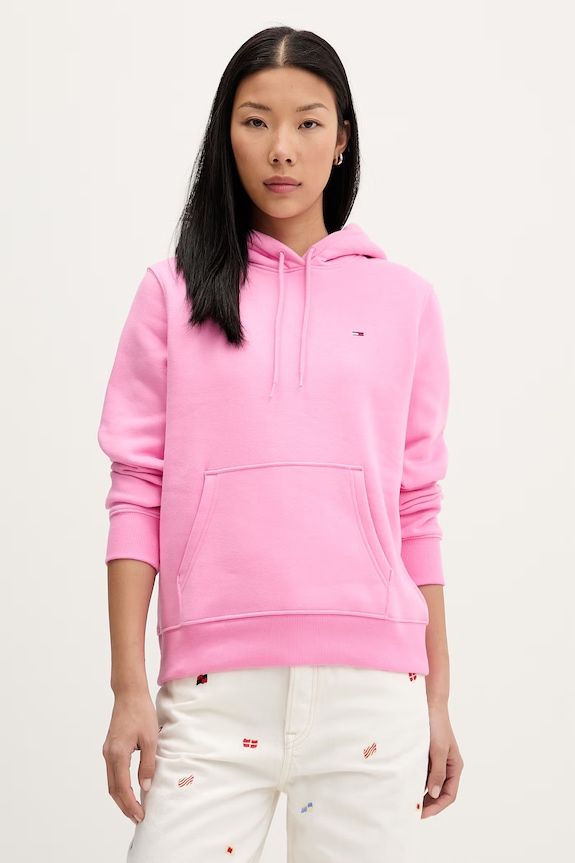 Tommy Jeans μπλούζα γυναικεία με βαμβάκι ροζ DW0DW19958