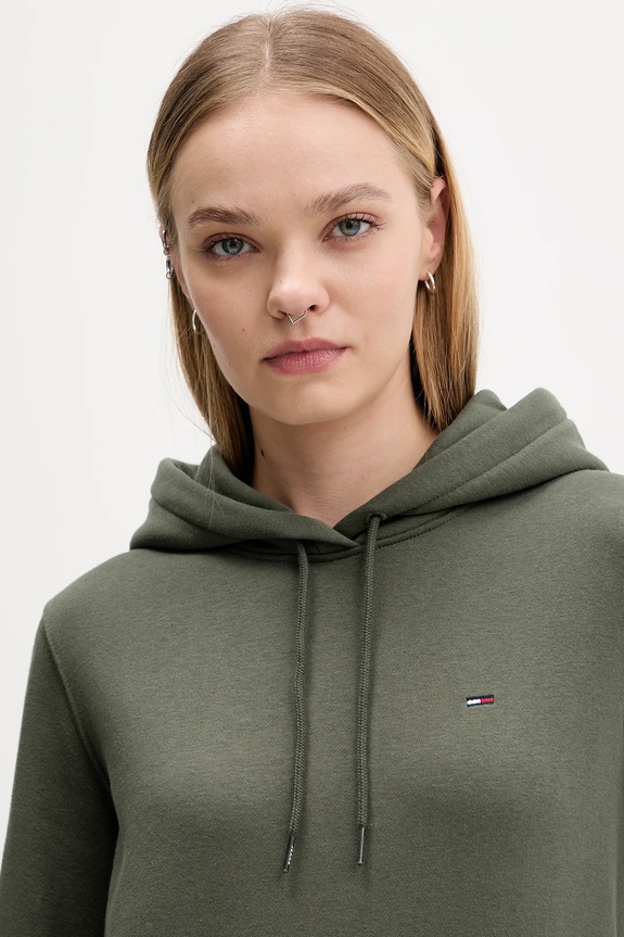 Tommy Jeans hanorac femei cu bumbac verde DW0DW19958