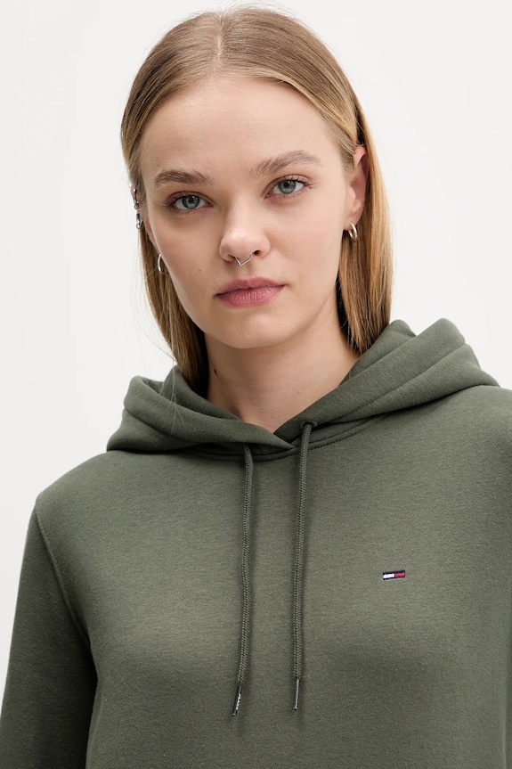 Tommy Jeans hanorac femei cu bumbac verde DW0DW19958