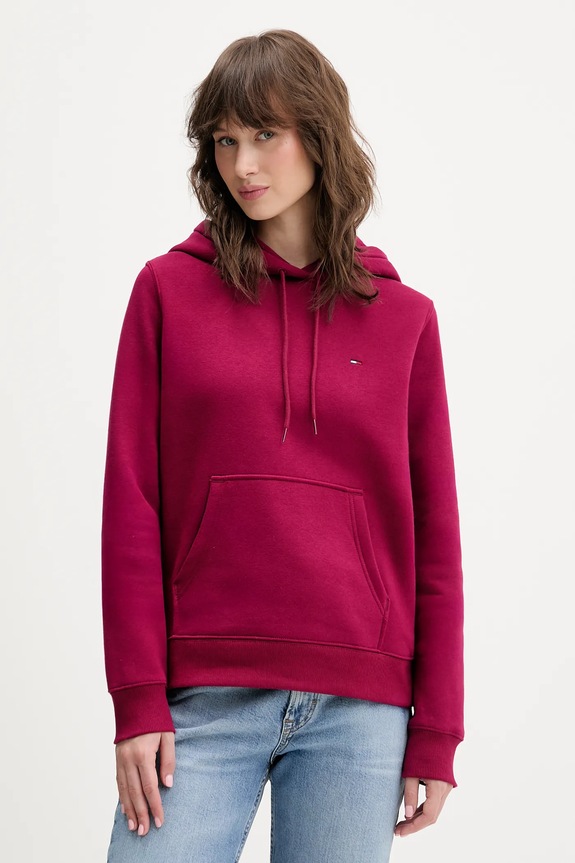 Tommy Jeans mikina dámská s bavlnou burgundské DW0DW19958