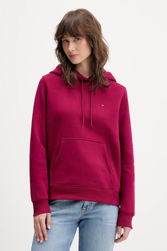 Tommy Jeans mikina dámská s bavlnou burgundské DW0DW19958