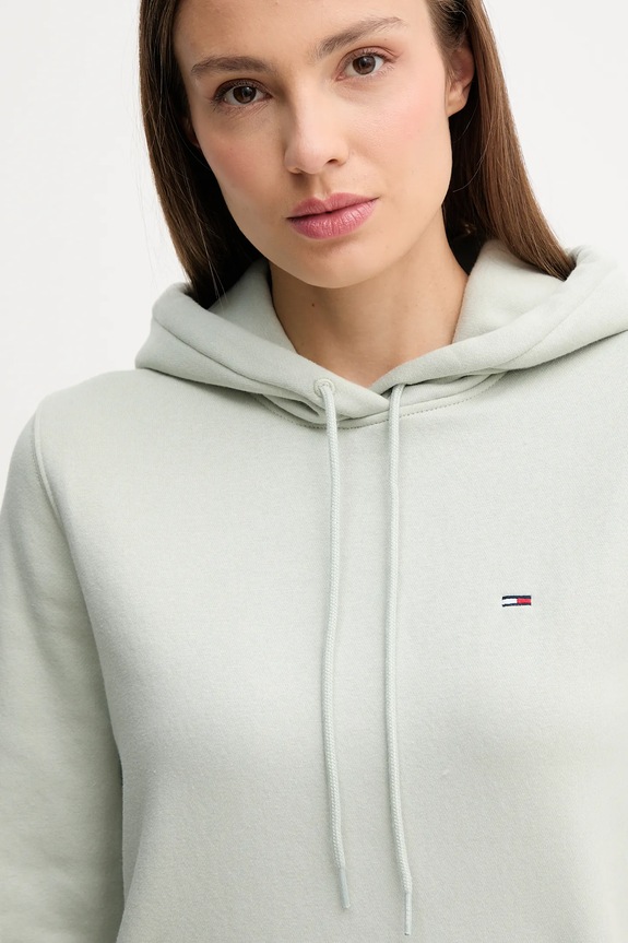 Odzież Tommy Jeans bluza damska z bawełną DW0DW19958 zielony