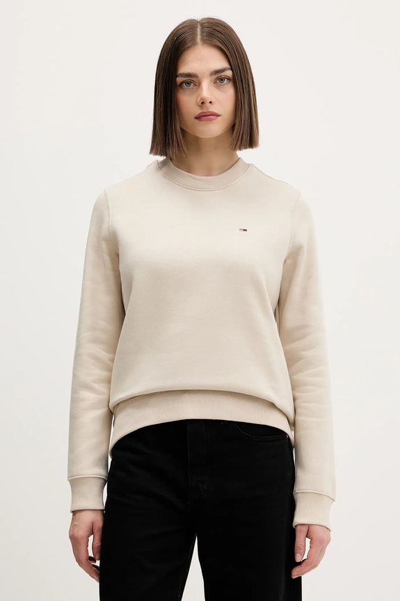 Tommy Jeans hanorac de femei din bumbac bej DW0DW19959
