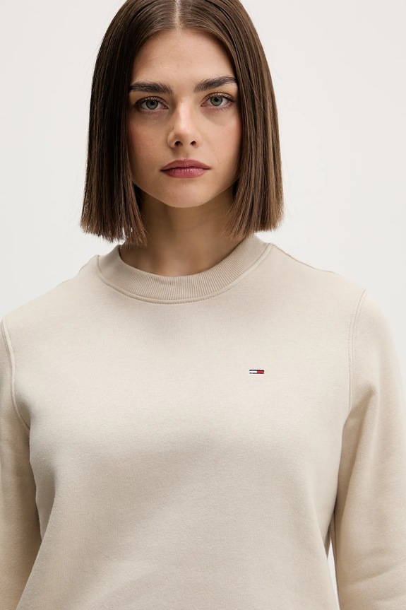 Tommy Jeans hanorac de femei din bumbac bej DW0DW19959