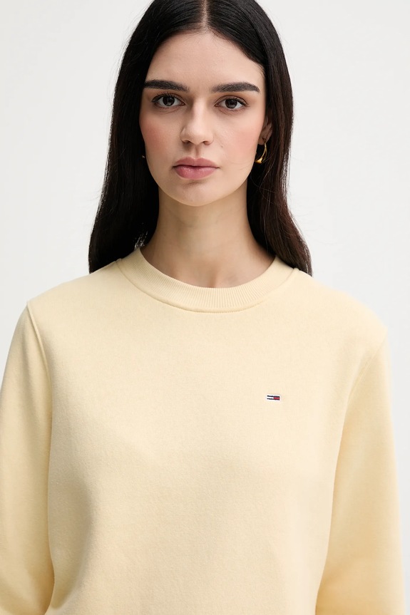 Ruházat Tommy Jeans melegítőfelső női pamuttal DW0DW19959 bézs