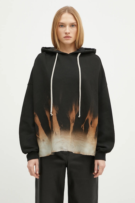 Rick Owens cotton sweatshirt Crater Hoodie cotton black DS02D2221.FSUN
