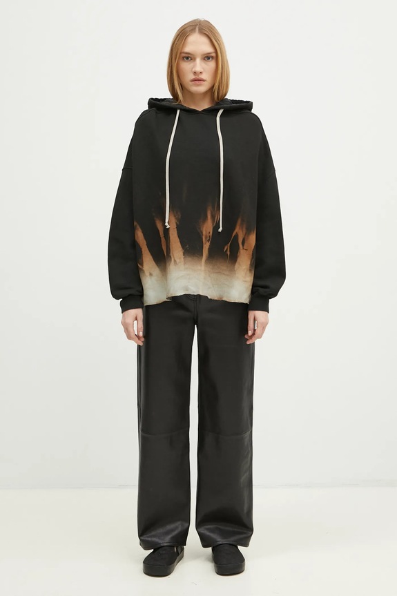 Rick Owens cotton sweatshirt Crater Hoodie DS02D2221.FSUN black