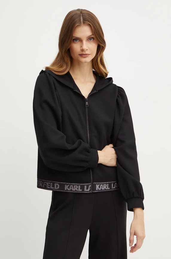 Суичър Karl Lagerfeld с качулка черен 246W1803