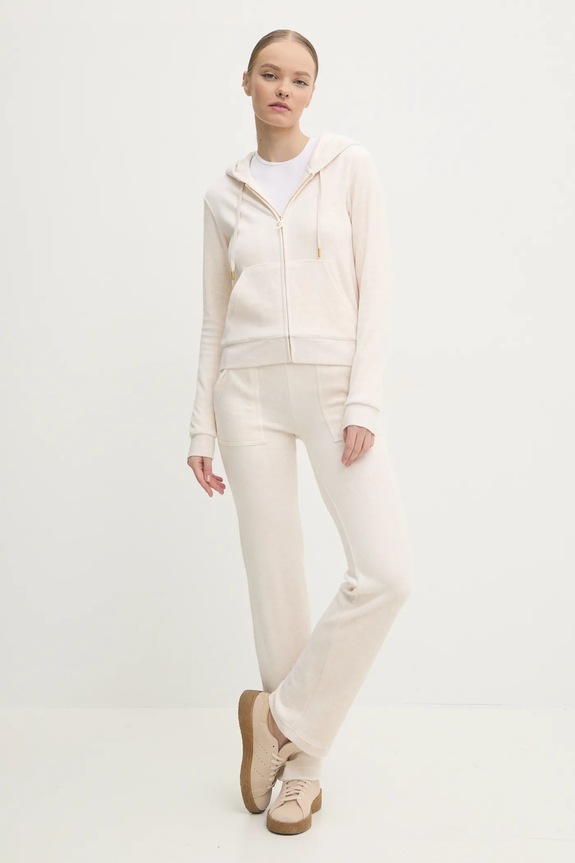 Juicy Couture bluza welurowa ROBERTSON GOLD JCAP176G.692 beżowy AW24