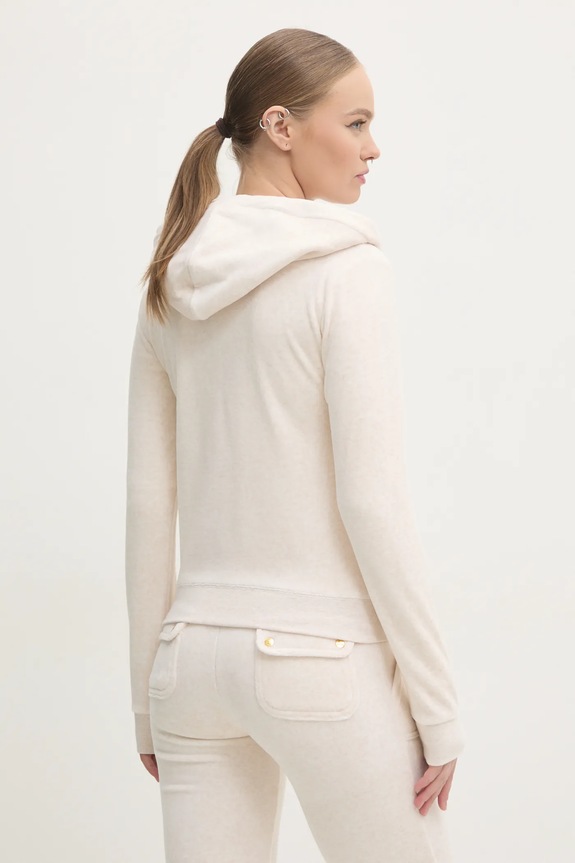 Odzież Juicy Couture bluza welurowa ROBERTSON GOLD JCAP176G.692 beżowy