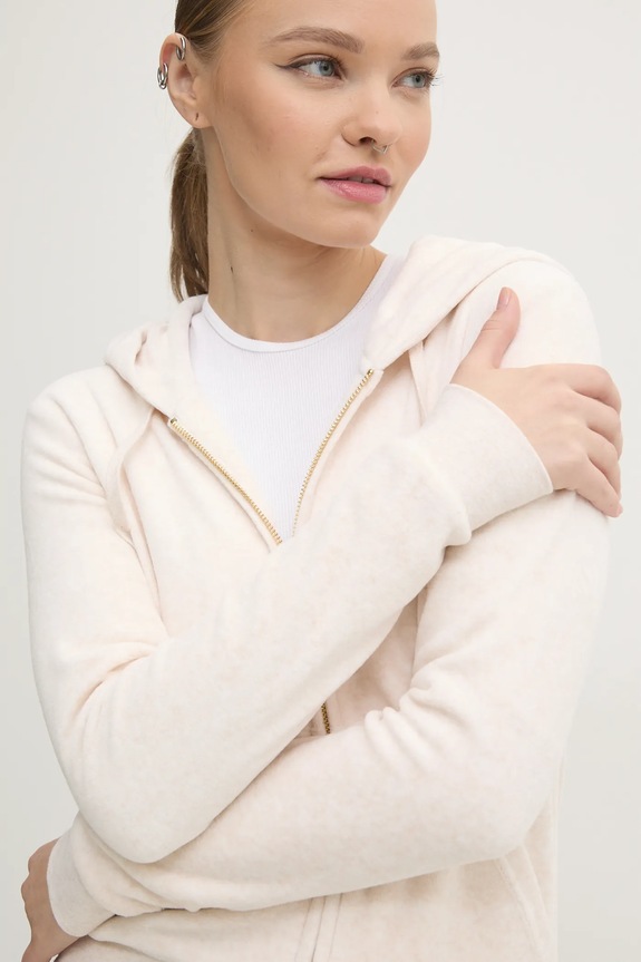 Juicy Couture bluza welurowa ROBERTSON GOLD beżowy JCAP176G.692