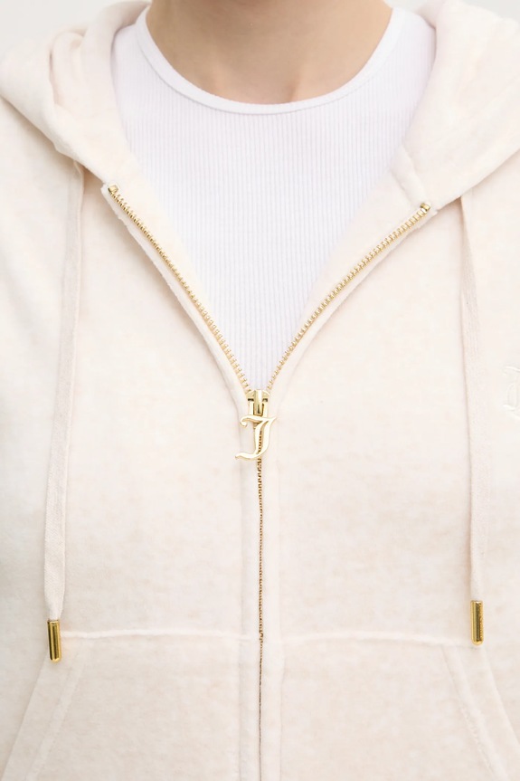 Juicy Couture bluza welurowa ROBERTSON GOLD JCAP176G.692 beżowy