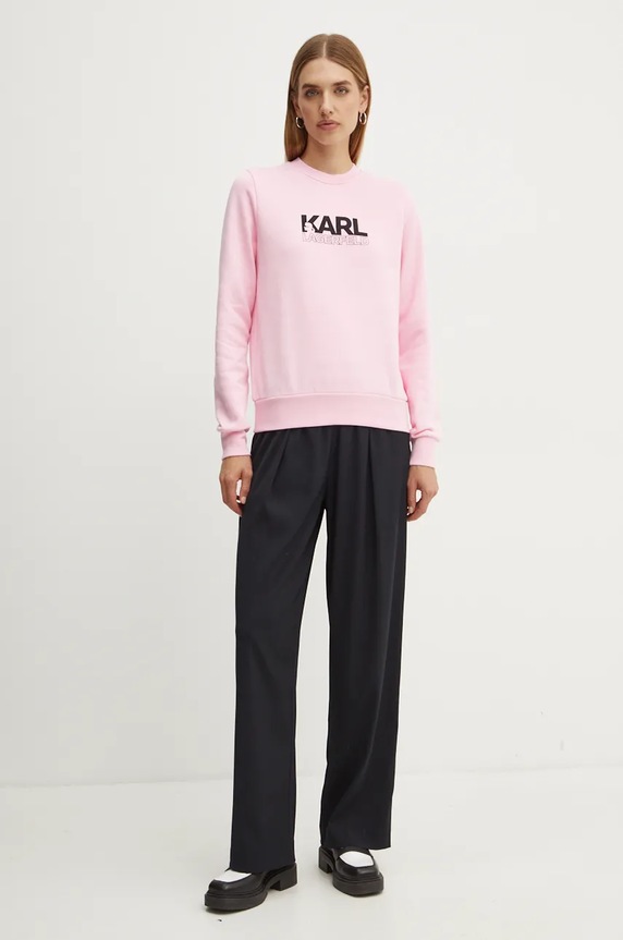Bavlněná mikina Karl Lagerfeld 24WW1803 růžová AW24
