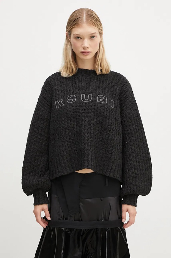 Μάλλινο πουλόβερ KSUBI Bookie Knit μαλλί μαύρο WFA24KW003