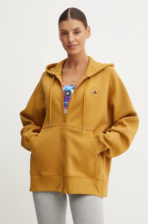 Mikina adidas by Stella McCartney s kapucí hnědá JF6335
