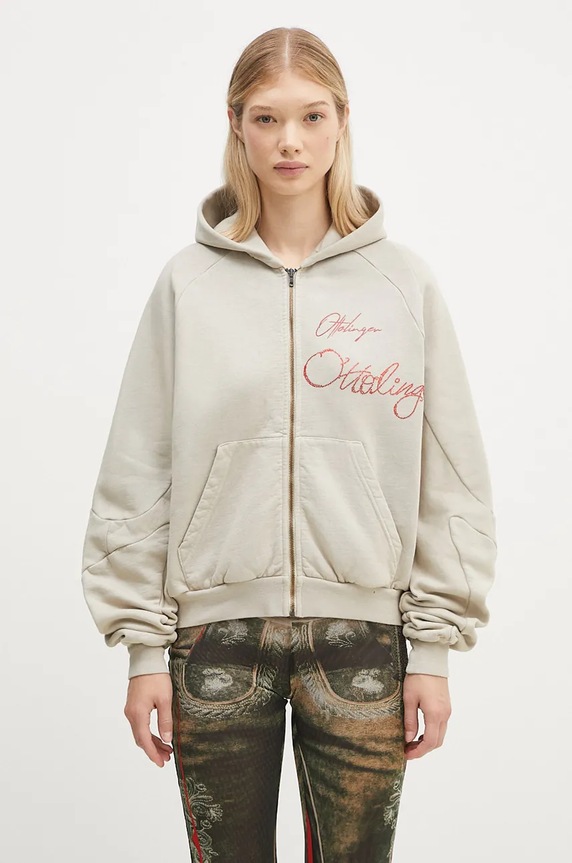 Бавовняна кофта Ottolinger Oversized Zip Hoodie бавовна бежевий 1150204121