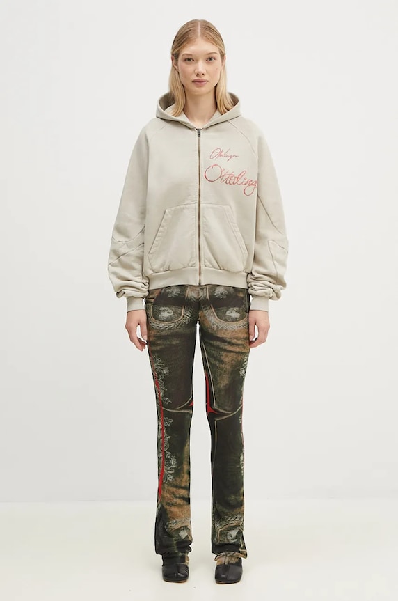Бавовняна кофта Ottolinger Oversized Zip Hoodie 1150204121 бежевий