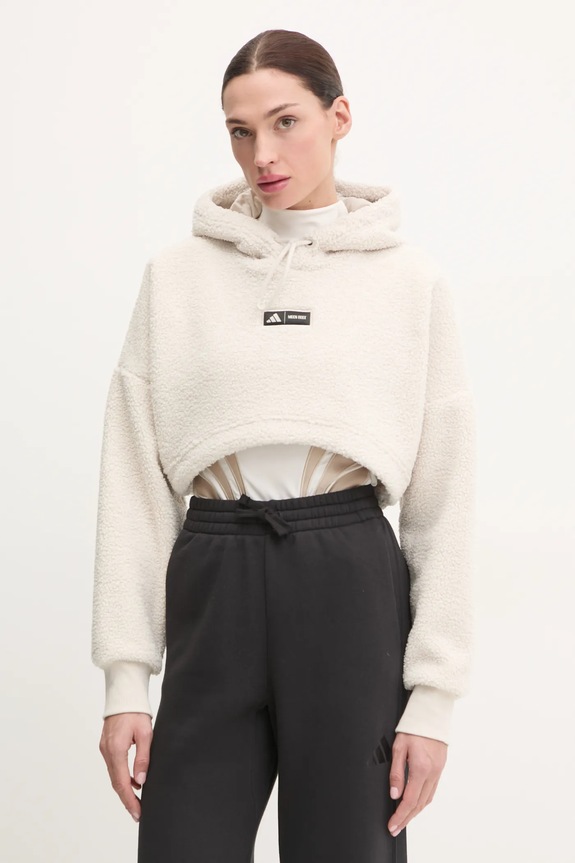 Fleecová mikina adidas x Moon Boot s kapucí béžová IY8050