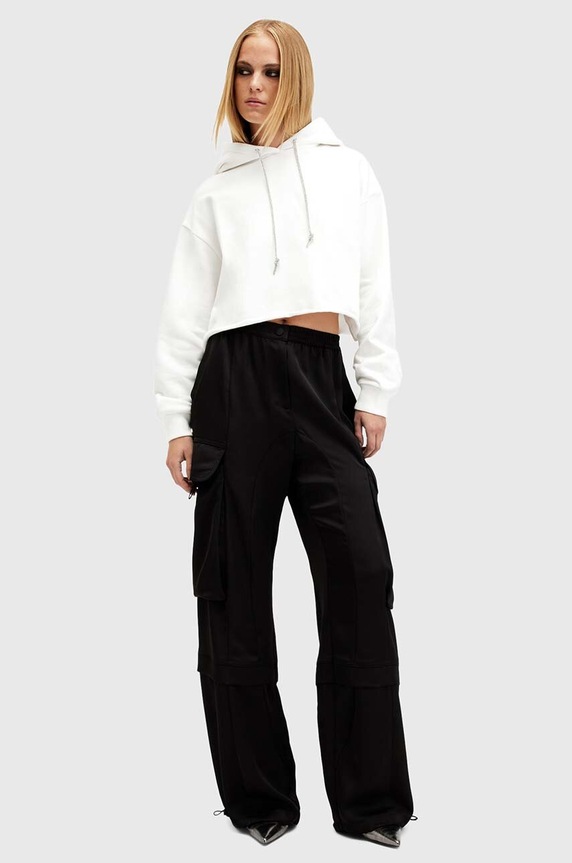 Bavlněná mikina AllSaints PIPPA SPARKLE HOODY bílá W117JB