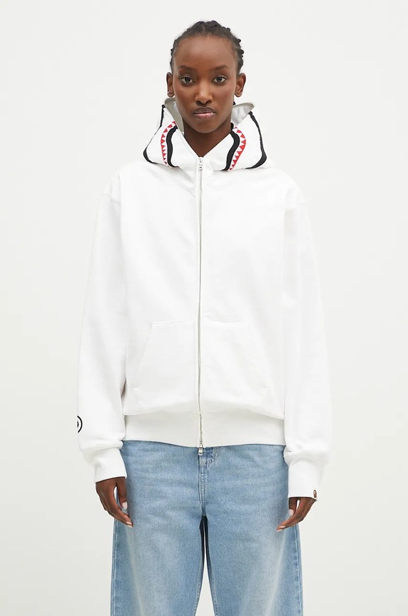 A Bathing Ape cotton sweatshirt Shark Full Zip cotton white 1K80215008