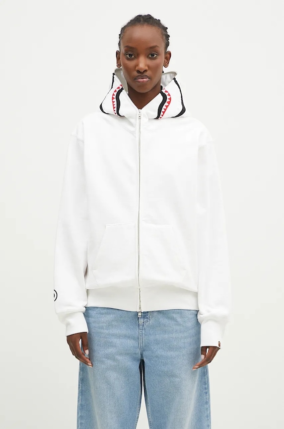 A Bathing Ape cotton sweatshirt Shark Full Zip cotton white 1K80215008