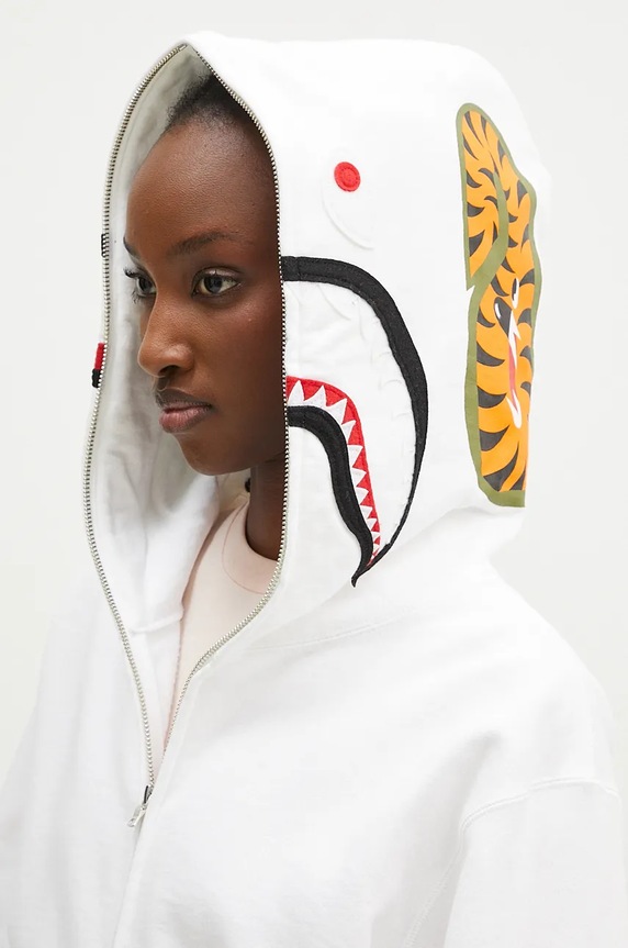 A Bathing Ape cotton sweatshirt Shark Full Zip white 1K80215008