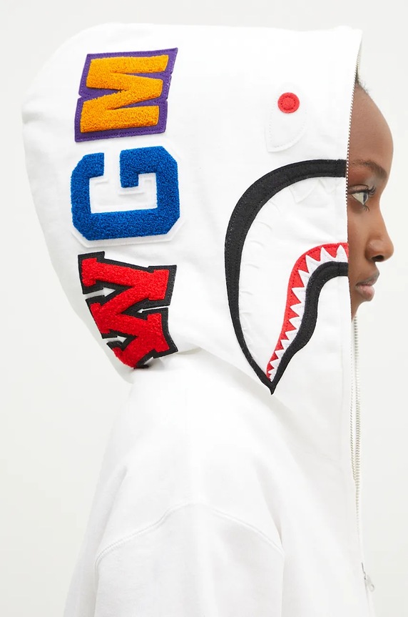A Bathing Ape cotton sweatshirt Shark Full Zip 1K80215008 white