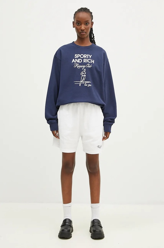 Sporty & Rich cotton sweatshirt Running Man WS067S409RN navy