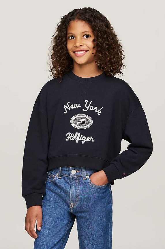 Παιδική μπλούζα Tommy Hilfiger στάμπα σκούρο μπλε KG0KG08038.9BYH.116.122