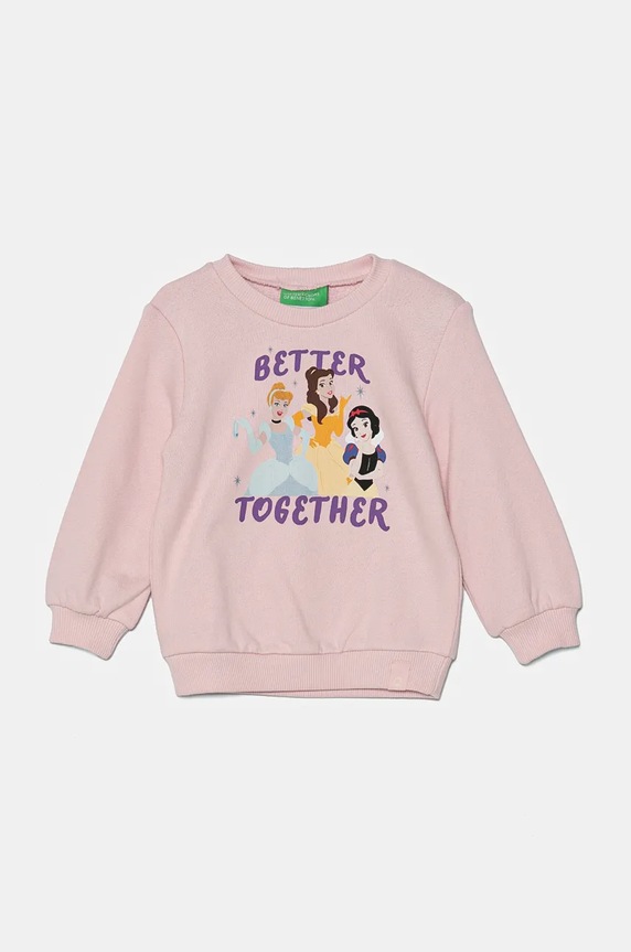 Dječja pamučna dukserica United Colors of Benetton pamuk roza 3J68G10H7.P.Seasonal