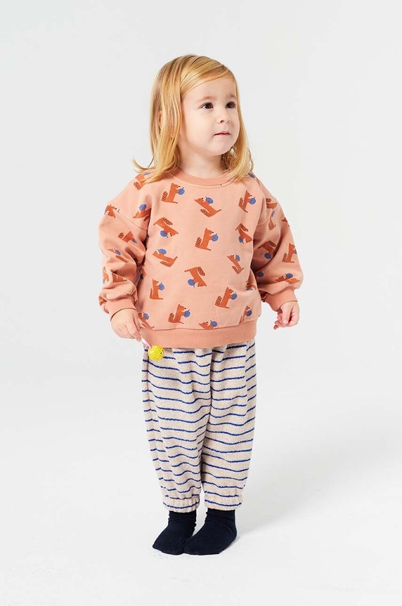 Kojenecká mikina Bobo Choses Hungry Squirrel bez kapuce oranžová 224AB034