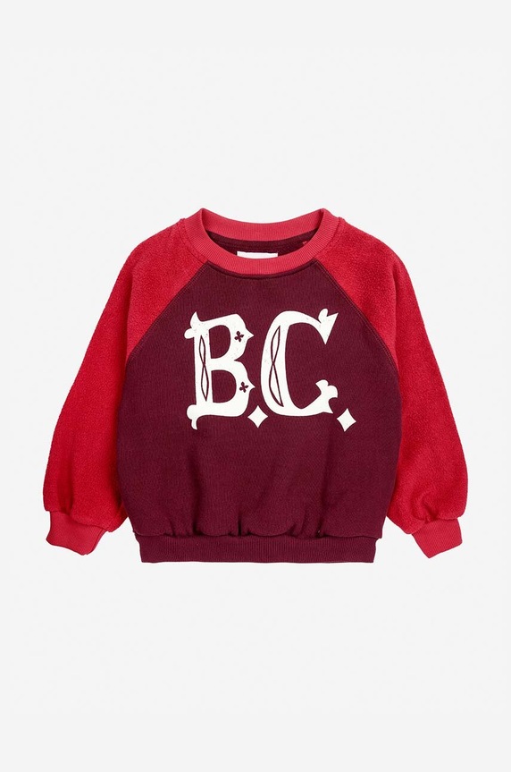 Detská bavlnená mikina Bobo Choses 224AC050 burgundské AW24