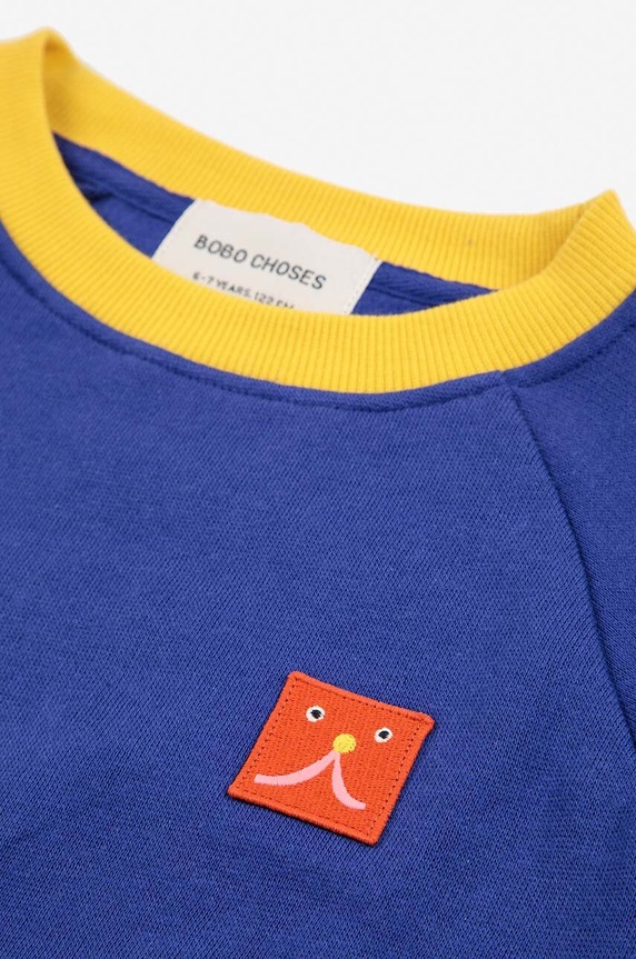 Detská mikina Bobo Choses Funny face 224AC052 tmavomodrá AW24