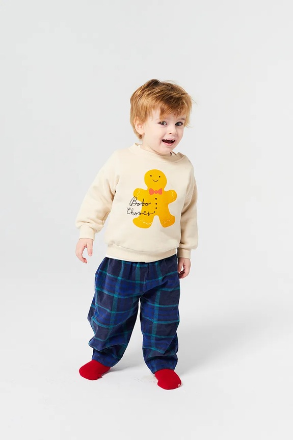 Παιδική βαμβακερή μπλούζα Bobo Choses Gingerbread μπεζ 224FB001