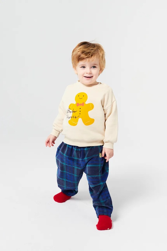 Παιδική βαμβακερή μπλούζα Bobo Choses Gingerbread 224FB001 μπεζ