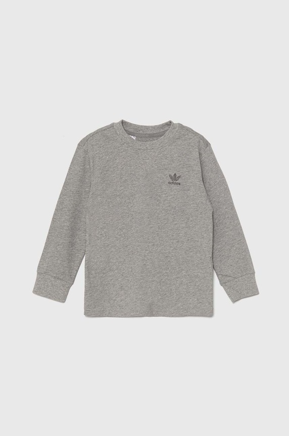 Dječja pamučna dukserica adidas Originals LONG SLEEVE pamuk siva IW1018