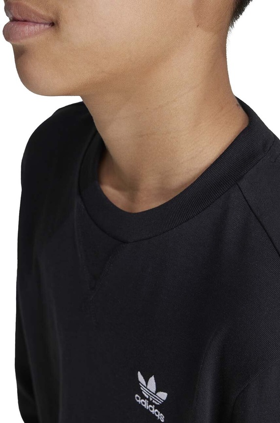 Дитячий бавовняний лонгслів adidas Originals LONG SLEEVE IW3503 чорний