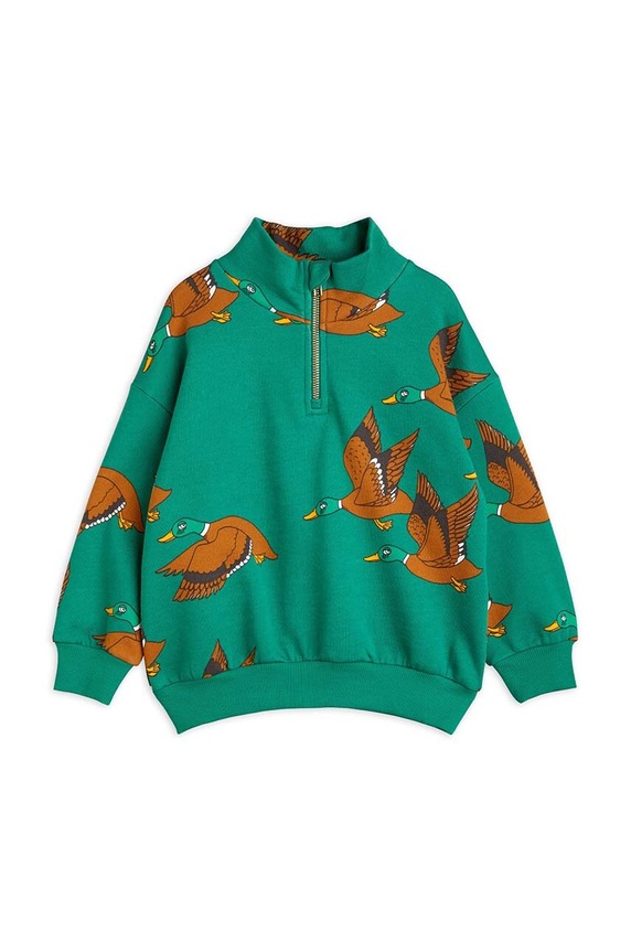 Dětská bavlněná mikina Mini Rodini Ducks bez kapuce zelená 2272000975