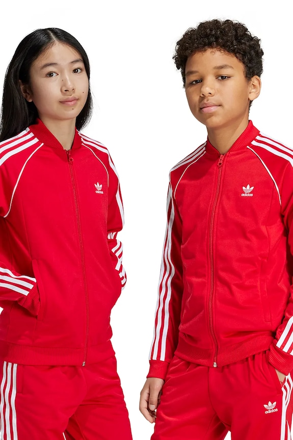 Dječja dukserica adidas Originals SST TRACK TOP bez kapuljače crvena IX7629