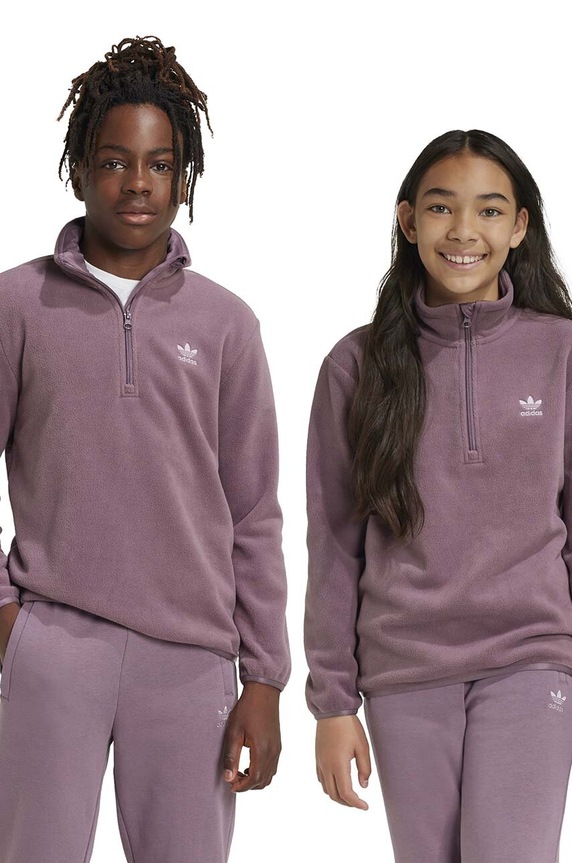 Dječja majica od flisa adidas Originals POLAR FLEECE HZ bez kapuljače ljubičasta IY5015