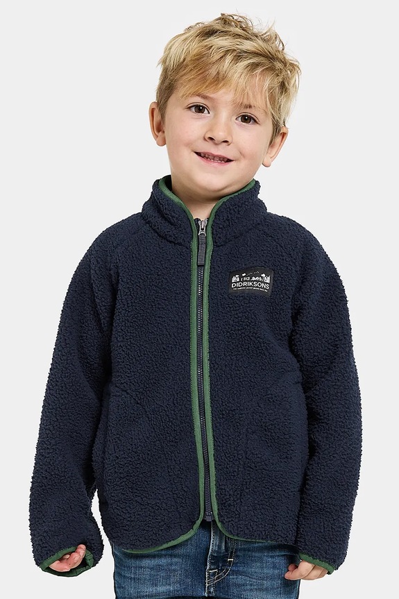 Dječja majica od flisa Didriksons GIBBS KIDS FULLZIP bez kapuljače mornarsko plava 505577