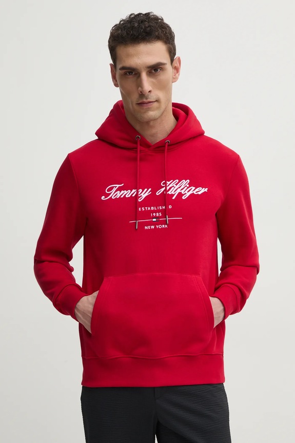 Mikina Tommy Hilfiger s kapucí červená MW0MW33631