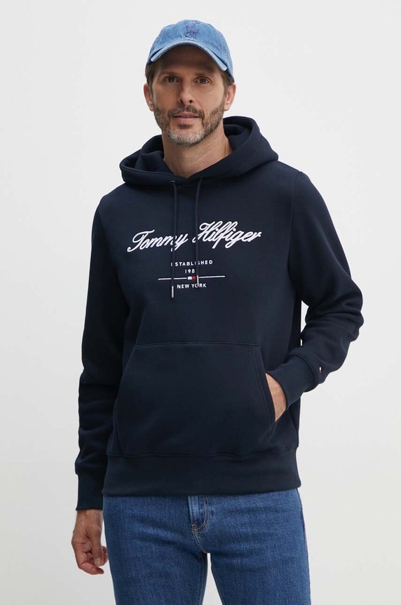 Mikina Tommy Hilfiger s kapucňou tmavomodrá MW0MW33631