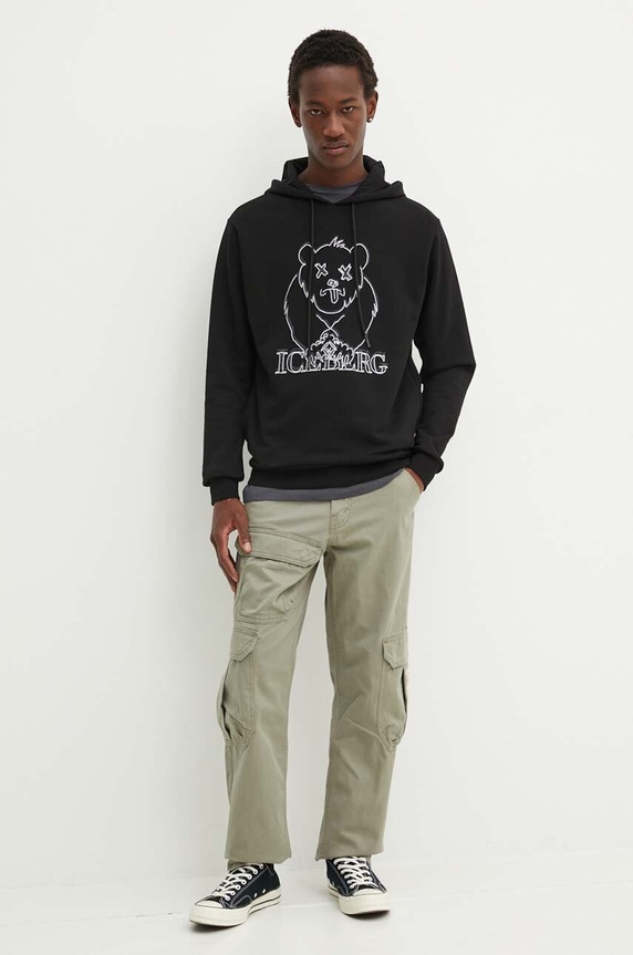Iceberg felpa in cotone E021.6341 nero AW24