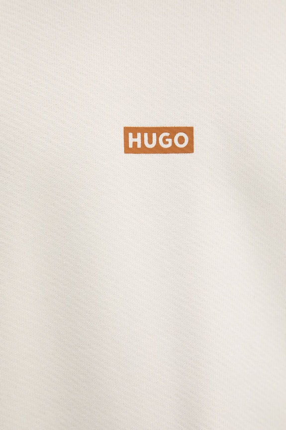 HUGO Blue pulover s kapuco moški bombažen Nazardo 50510724 bež