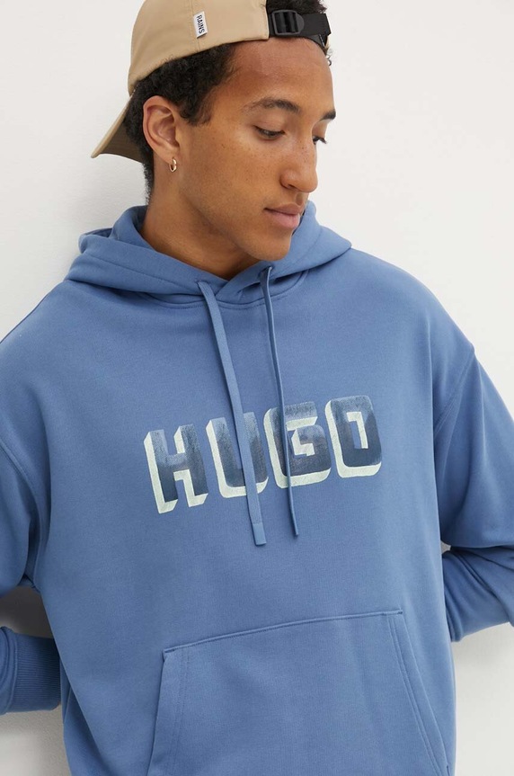 HUGO hanorac de bumbac print albastru 50516655