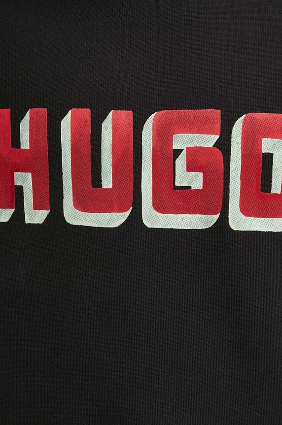 Βαμβακερή μπλούζα HUGO 50516655 μαύρο