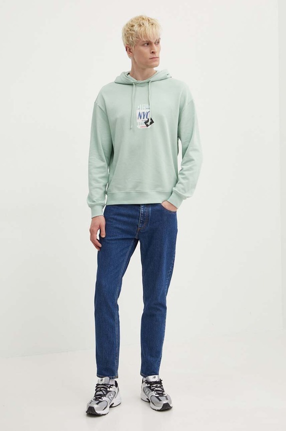 Βαμβακερή μπλούζα HUGO 50519849 πράσινο AW24