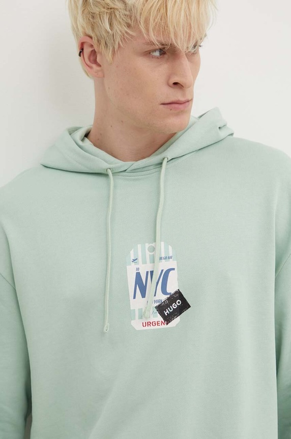 Βαμβακερή μπλούζα HUGO πράσινο 50519849