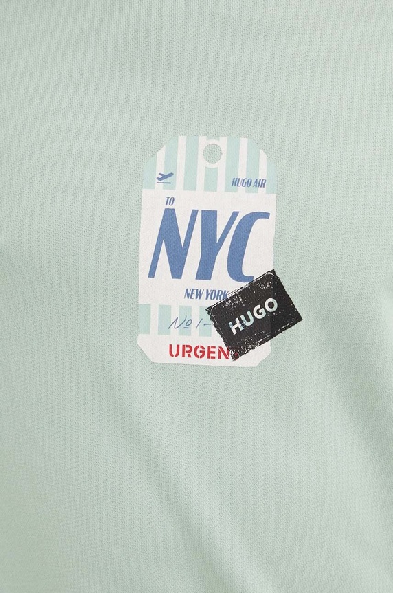 Βαμβακερή μπλούζα HUGO 50519849 πράσινο